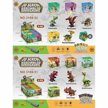 Kit de Constru&ccedil;&atilde;o de Dinossauro 3D em Caixa de Presente - Display (8 unid.)