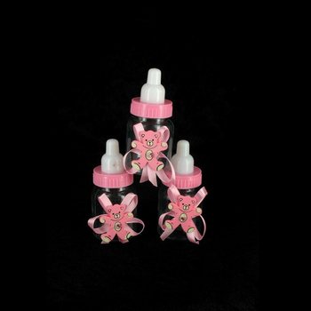 BIBERÃO DECORATIVO COR-DE-ROSA COM URSINHO (12 un.)