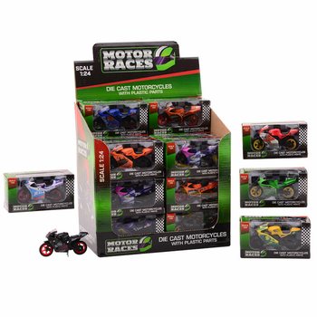 MOTOCICLO SUPER SPORT DIE CAST, ESCALA 1:24 EM EXPOSITOR (24 unid.)