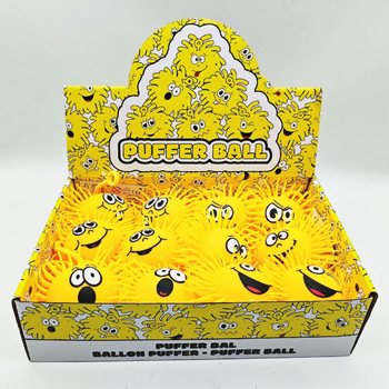 BOLA PUFFER COM CARA EMOÇÃO - 10CM - EM DISPLAY (12 un.)