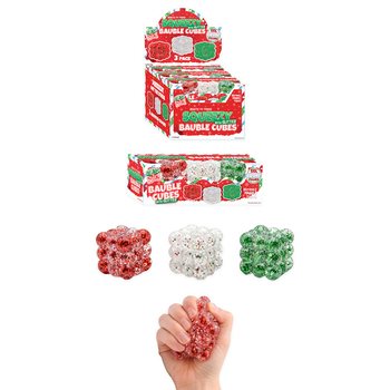 Cubos Antistress Squeezy Glitter Bauble - Conjunto 3x - Recheio Sugar - Display (6 Conjuntos)