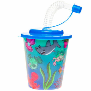 COPO DE BEBIDAS / COPO DE GELADO COM PALHINHA &ndash; ANIMAIS MARINHOS (12 unid.)